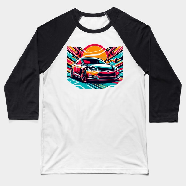 Tesla Model S Baseball T-Shirt by Vehicles-Art